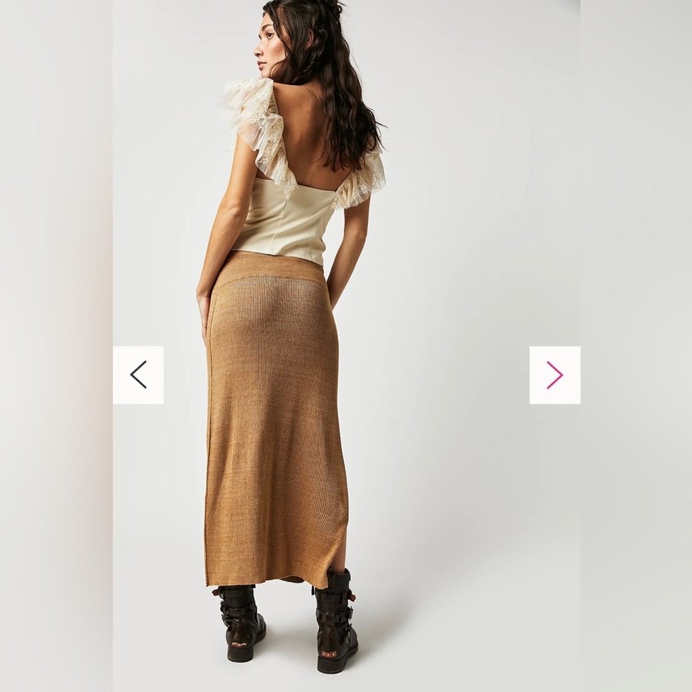 Free People Golden Hour Midi Skirt ✨ Apple Pie Combo Size S | viscose neutral - Picture 8 of 14